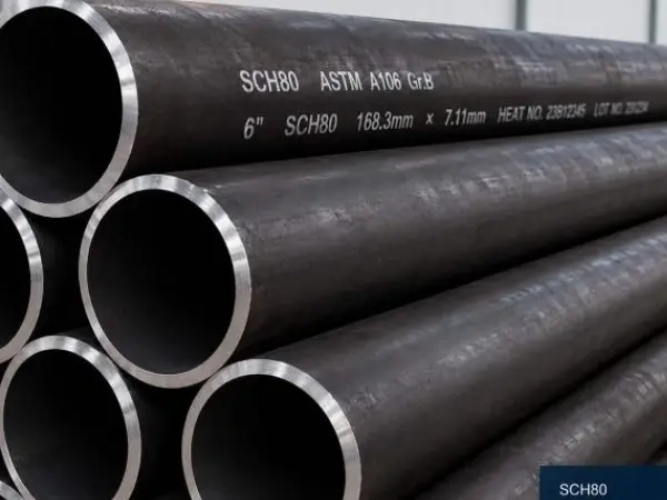 sch 80 carbon steel pipe, schedule 80 carbon steel pipe, high pressure steel pipe, ASTM A106 Grade B pipe, schedule 80 pipe dimensions, schedule 80 pressure rating